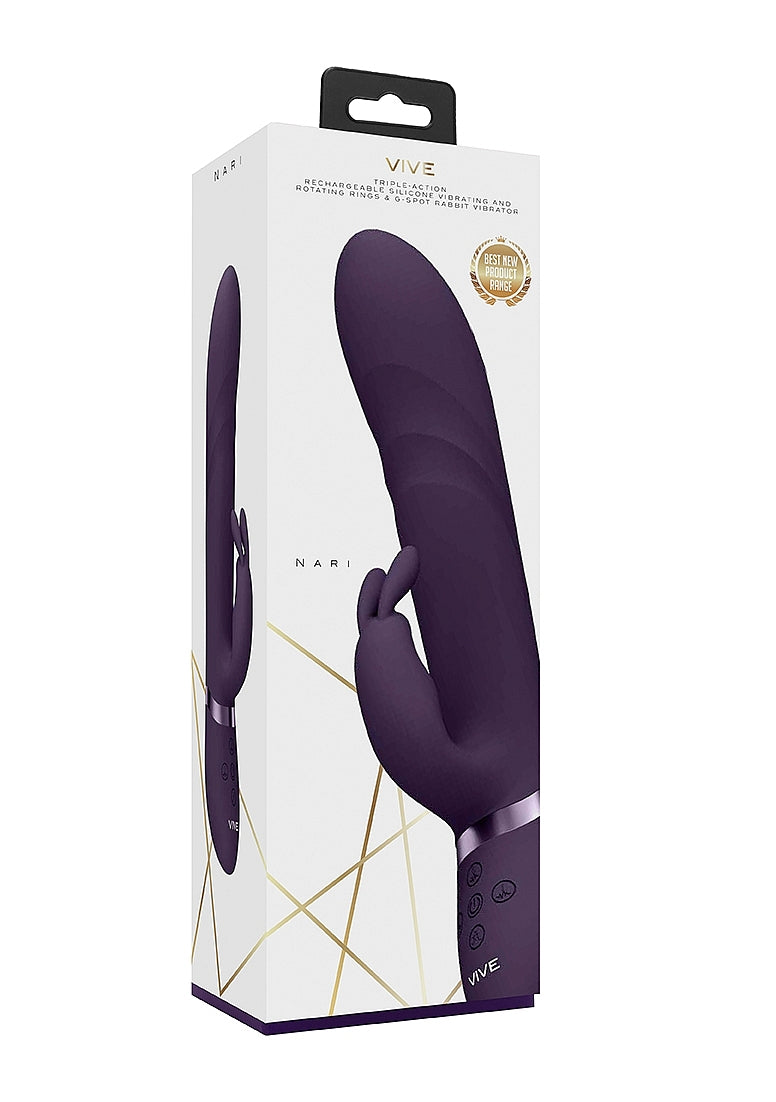 Shots Toys | VIVE Nari Vibrating and Rotating Beads, G-Spot Rabbit Vibrator Purple