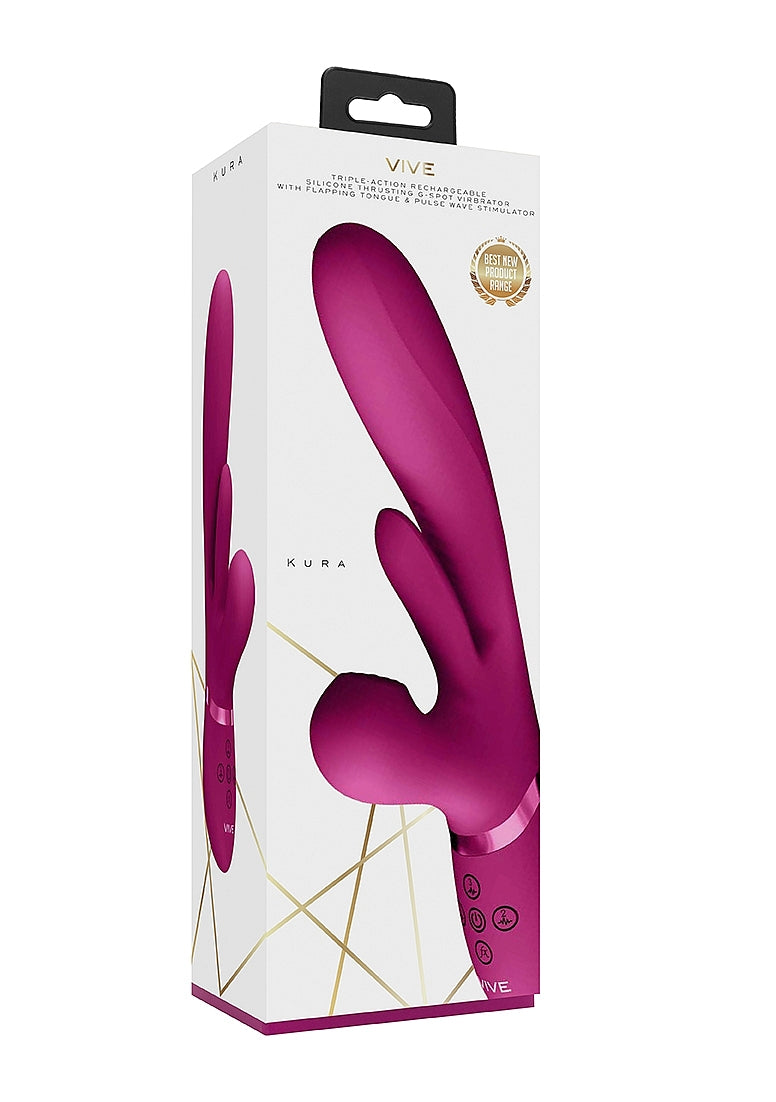 Shots Toys | VIVE Kura Thrusting G-Spot Vibrator Flapping Tongue & Pulse Wave Pink