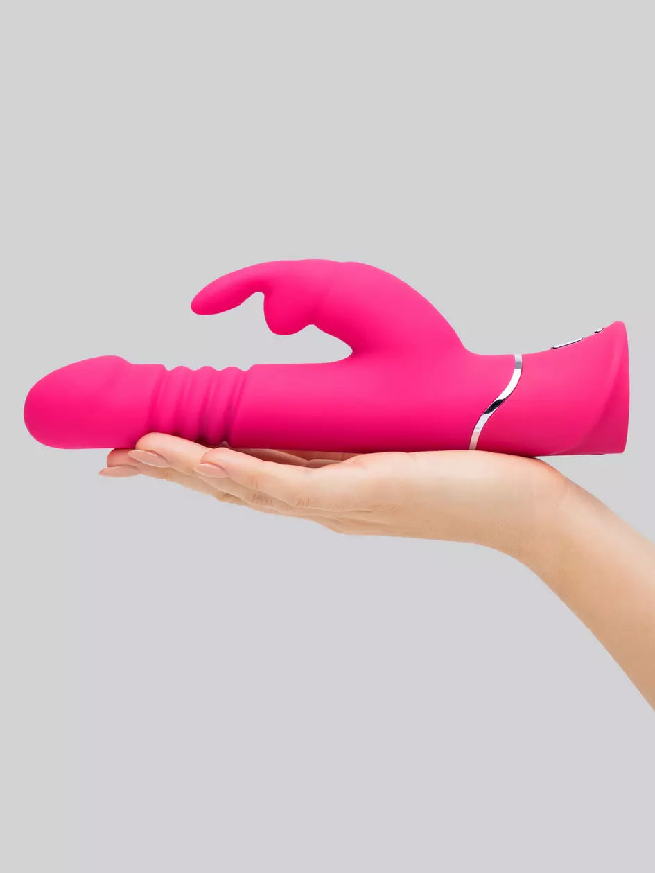 Love Honey Happy Rabbit Thrusting Realistic Rechargeable Rabbit Vibrator Pink