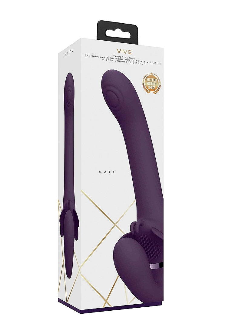 Shots Toys | VIVE Satu Vibrating Strapless Strap On Purple