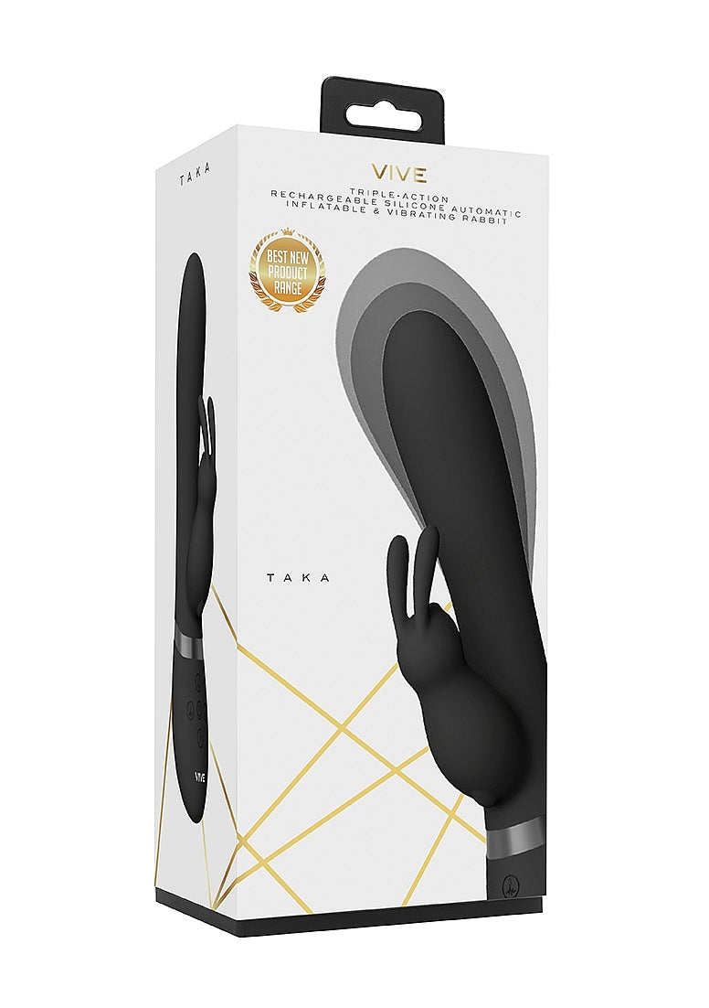 Shots Toys | VIVE Taka Automatic Inflatable Rabbit Vibrator Black