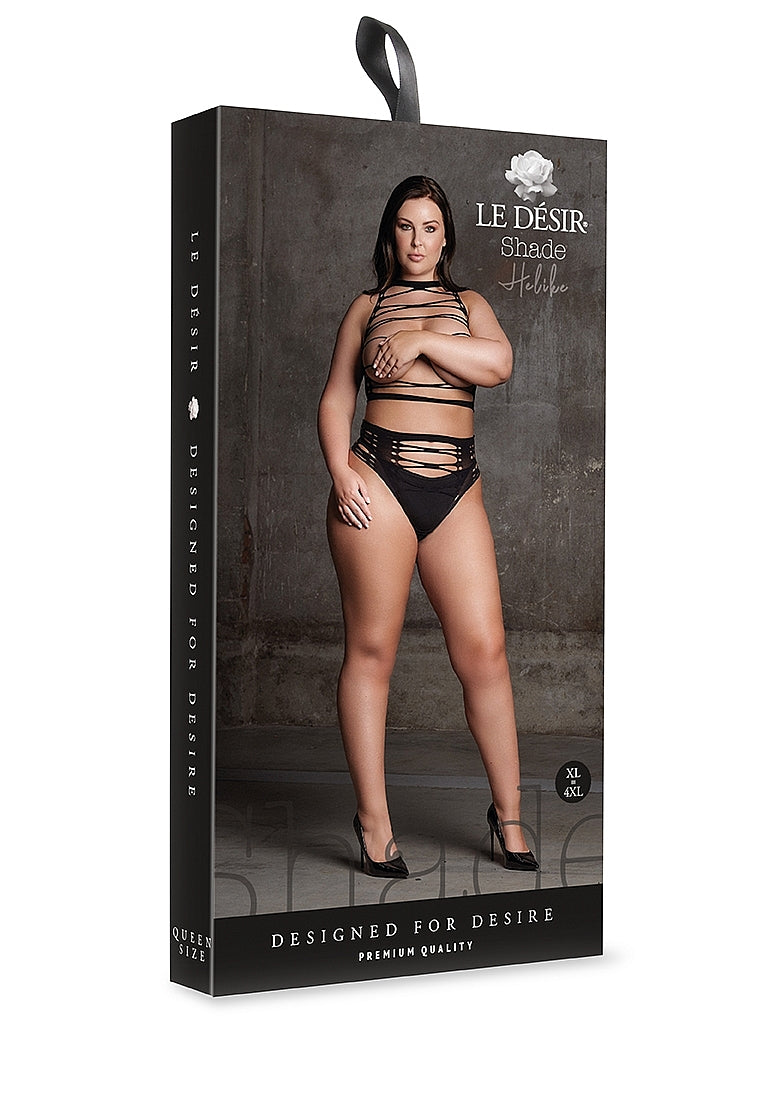 Le Desir Shade - Helike XLV - Two Piece with Open Cups, Crop Top and Pantie Black Size OSX