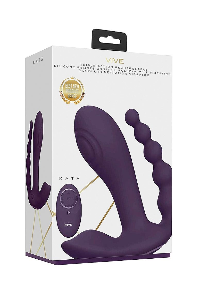 Shots Toys | VIVE Kata Pulse Wave G-Spot Clitoral Anal Triple Vibrator Purple w Remote