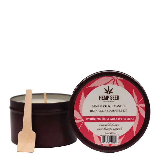 Earthly Body Hemp Seed 3-In-1 Massage Candle - Working On A Groovy Thing (Wild Berries, Night Blooming Jasmine, Warm Amber) - 170g