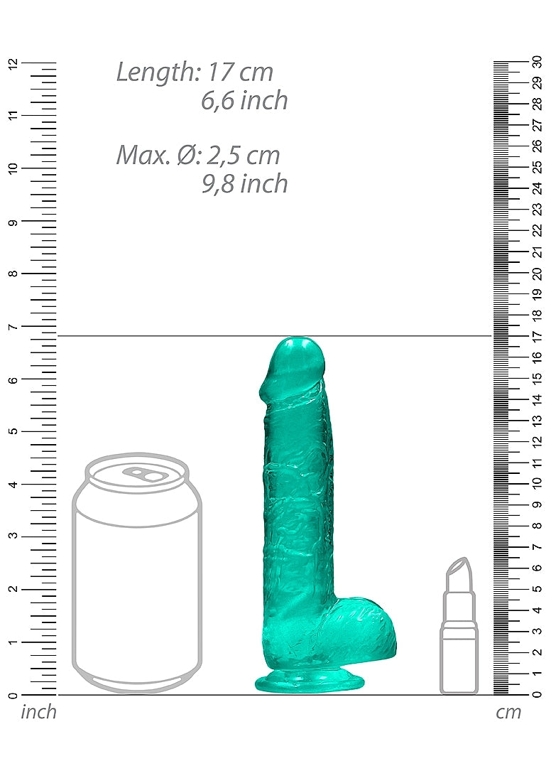 Shots Toys | REALROCK Crystal Clear 6"/15cm Realistic Dildo with Balls Turquoise