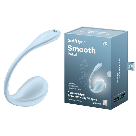 Satisfyer Smooth Petal Light Blue USB Rechargeable Wearable Stimulator with App Control