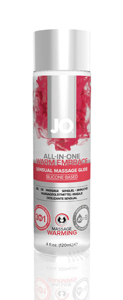 JO Massage Glide All-In-One Sensual Warm Embrace Silicone Lubricant 4oz/120ml