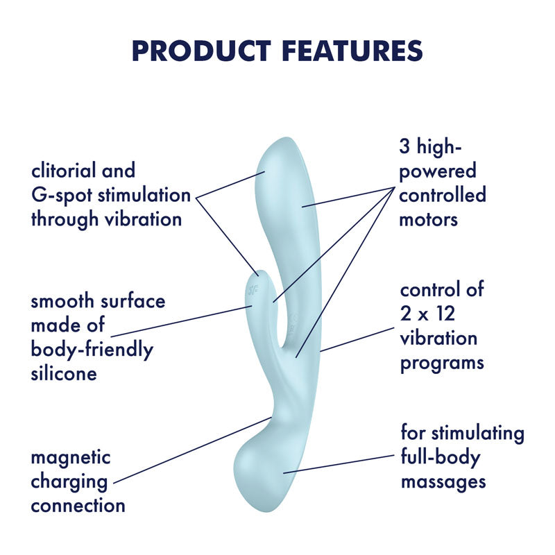 Satisfyer Triple Oh Rabbit Vibrator - Light Blue