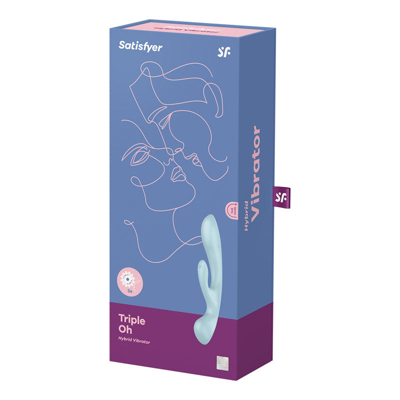 Satisfyer Triple Oh Rabbit Vibrator - Light Blue