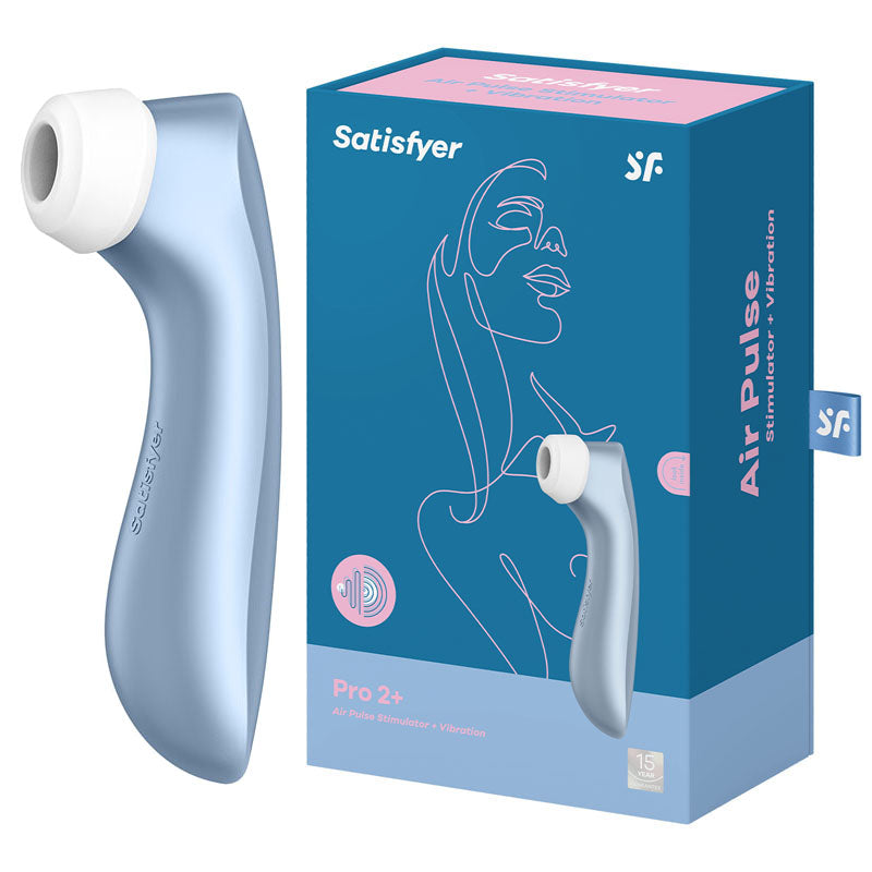 Satisfyer Pro 2+ Blue Touch-Free USB-Rechargeable Clitoral Stimulator Vibrator