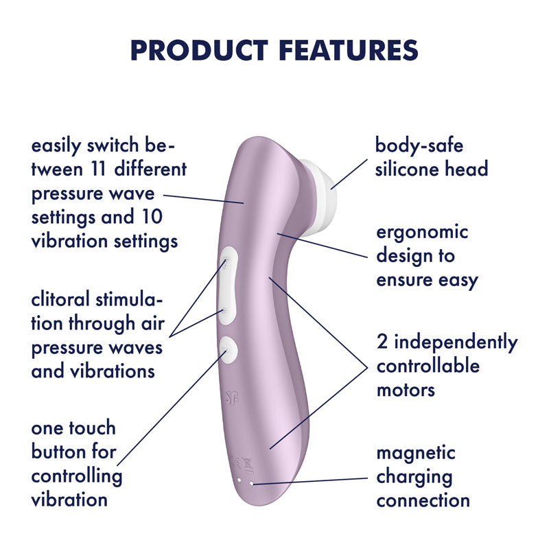 Satisfyer Pro 2+ Violet Touch-Free USB-Rechargeable Clitoral Stimulator Vibrator