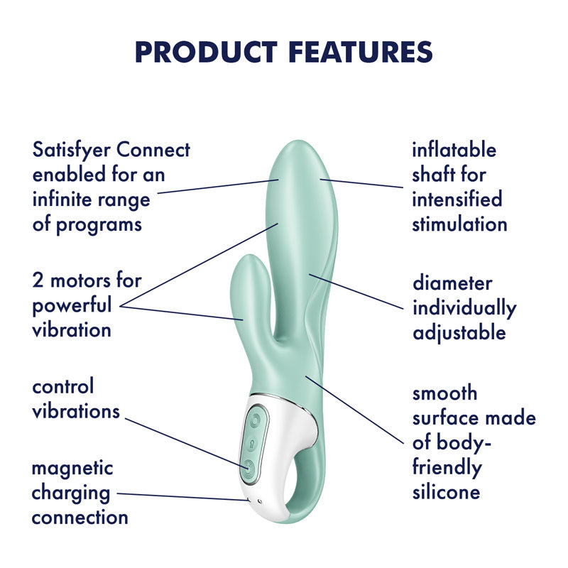 Satisfyer Air Pump Bunny 5+ Mint Inflatable Vibrator App Control