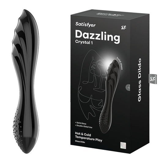 Satisfyer Dazzling Crystal 1 - Black Glass Double Ended Dildo Hot & Cold Play