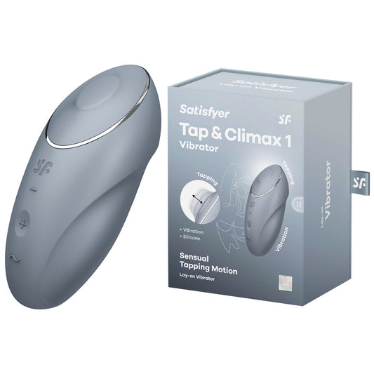 Satisfyer Tap & Climax 1 Blue Grey USB Rechargeable Pulsing Tapping Stimulator Vibrator