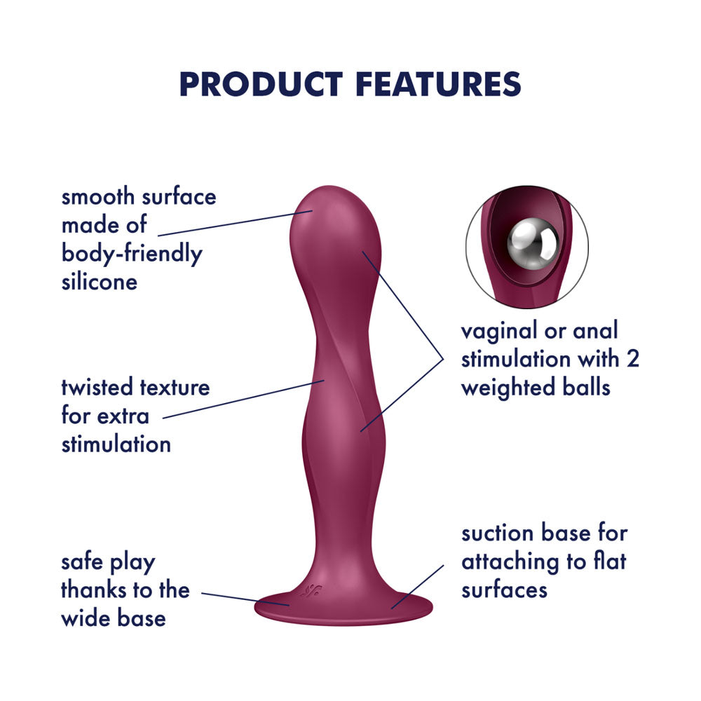 Satisfyer Double Ball-R - Red Anal Plug - Strap-On Compatible