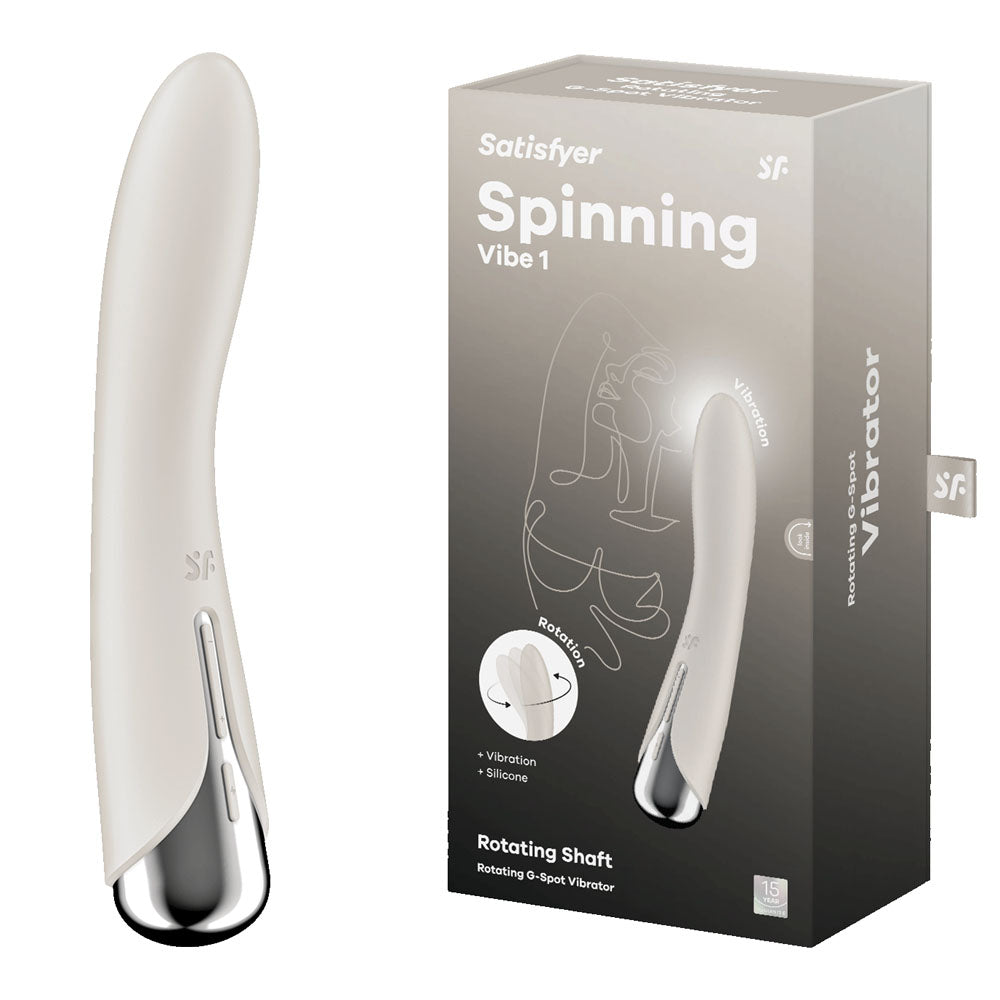 Satisfyer Spinning Vibe 1 - Beige 17.8cm USB Rechargeable Rotating Vibrator