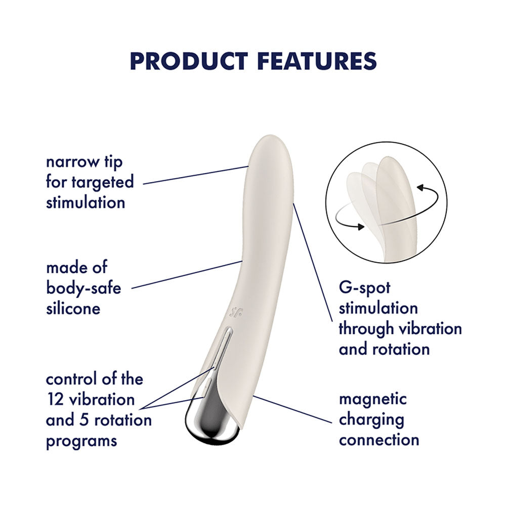 Satisfyer Spinning Vibe 1 - Beige 17.8cm USB Rechargeable Rotating Vibrator