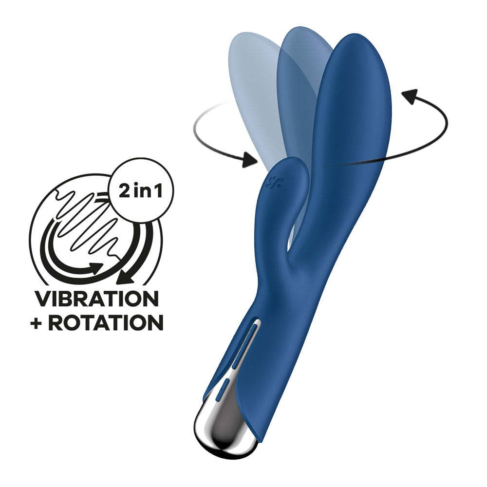 Satisfyer Spinning Rabbit 1 - Blue 20cm USB Rechargeable Rotating Rabbit Vibrator