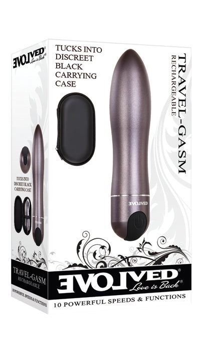 Evolved Travel-Gasm Gray 9cm USB Rechargeable Bullet Vibrator with Travel Case