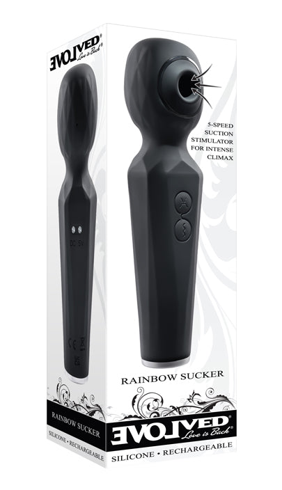 Evolved Rainbow Sucker Massage Wand with Suction Tip