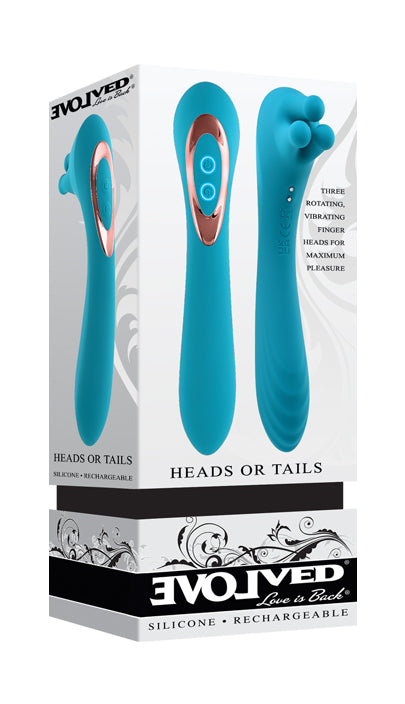 Evolved HEADS OR TAILS Blue 19.3cm USB Rechargeable Dual Ended Massager Vibrator