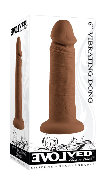 Evolved 6" VIBRATING DONG DARK Brown 15.2cm USB Rechargeable Vibrating Dildo