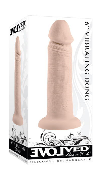 Evolved 6" VIBRATING DONG LIGHT Flesh 15.2cm USB Rechargeable Vibrating Dong