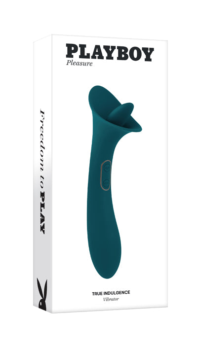 Playboy Pleasure TRUE INDULGENCE Teal 21.3cm Rechargeable Vibrator Flicking Tip