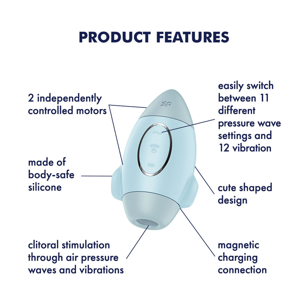 Satisfyer Mission Control - Blue USB Rechargeable Vibrating Air Pulse Stimulator