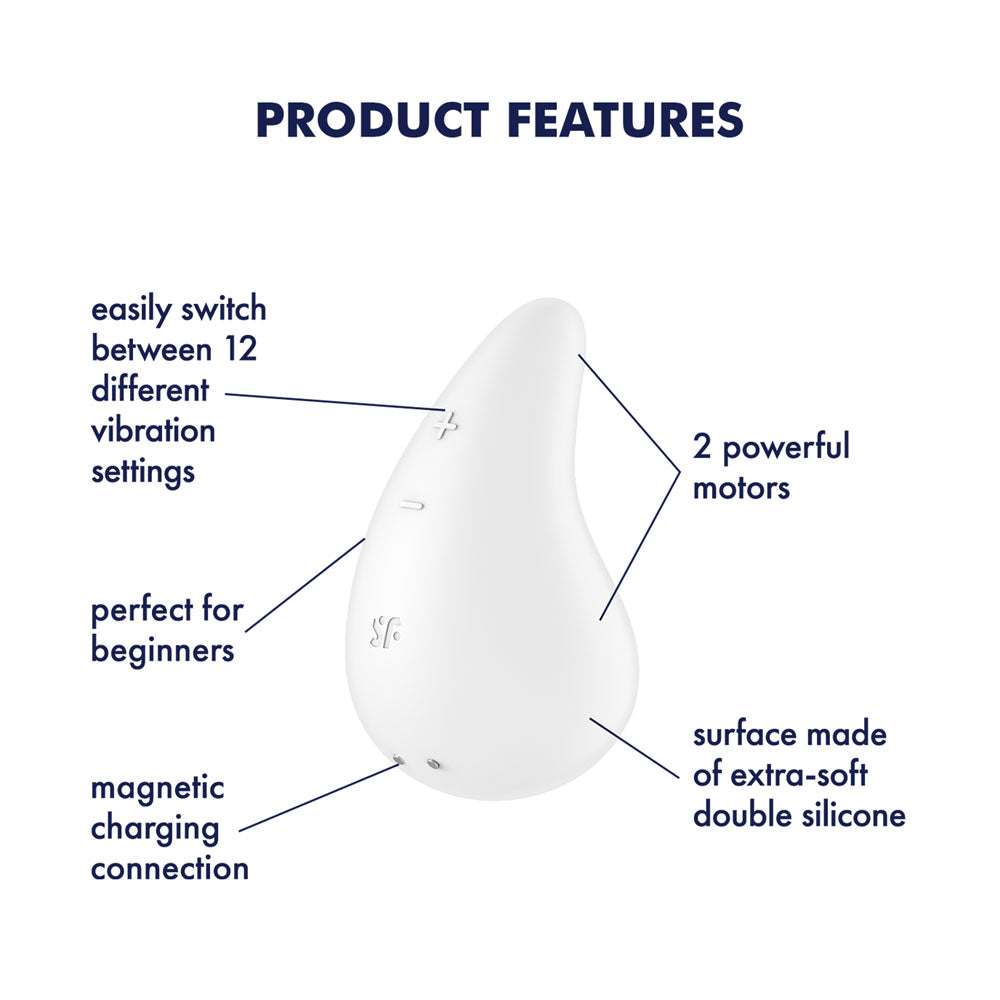 Satisfyer Dew Drop - White USB Rechargeable Stimulator Lay-on Vibrator