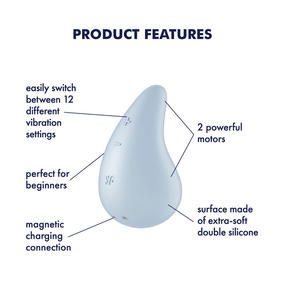 Satisfyer Dew Drop - Light Blue USB Rechargeable Stimulator Lay-on Vibrator