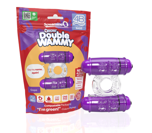 ScreamingO 4B Double Wammy Vibrating Cock Ring - Grape