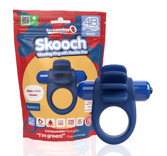 ScreamingO 4B Skooch Vibrating Cock Ring with Flexible Fins - Blue