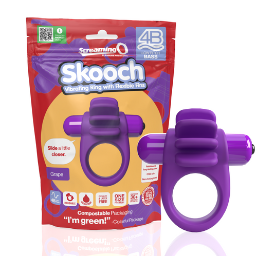 ScreamingO 4B Skooch Vibrating Cock Ring with Flexible Fins - Grape