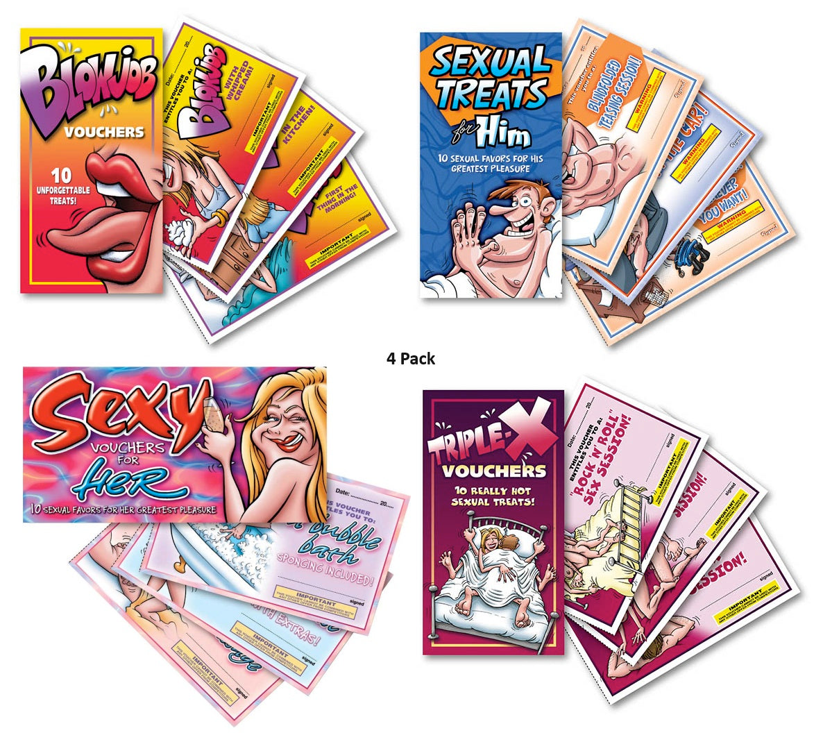 Ozze Creations Triple-X + Blowjob + Sexual Treats For Him/Her Vouchers - 4 Pack