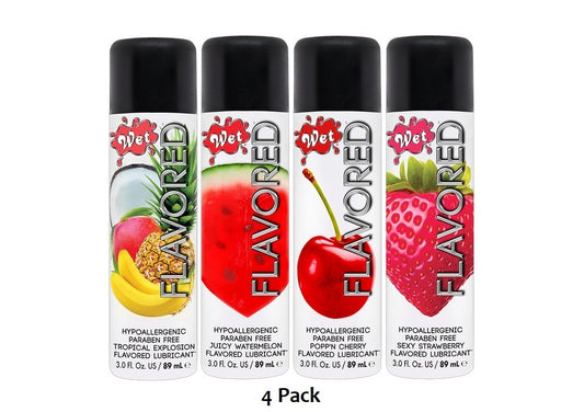 Wet Juicy Sexy Strawberry Flavored Water Based Edible Lubricant 4x89ml - 4 Pack