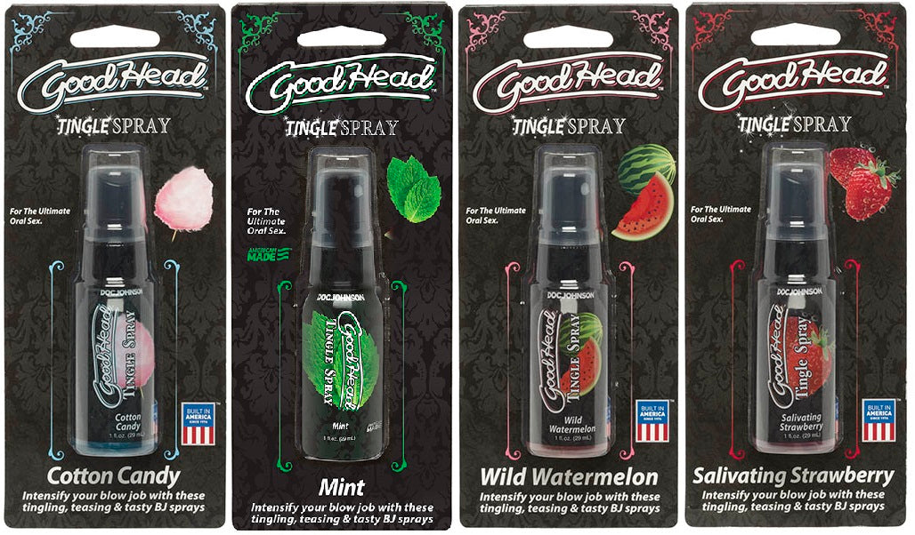 Doc Johnson GoodHead Tingle Spray Mint/Strawberry/Cotton/Water 4x29ml - 4 Pack