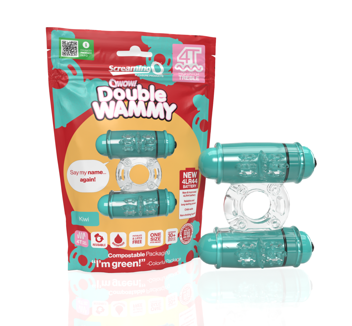 ScreamingO 4T Double Wammy Vibrating Cock Ring - Kiwi