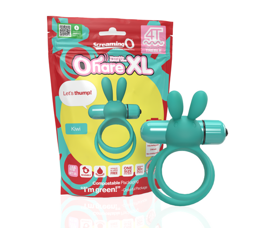 ScreamingO 4B Ohare XL Vibrating Rabbit Ears Cock Ring - Kiwi