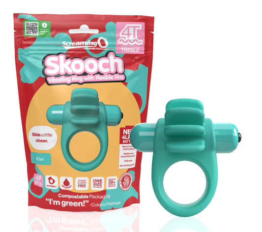 ScreamingO 4B Skooch Vibrating Cock Ring with Flexible Fins - Kiwi