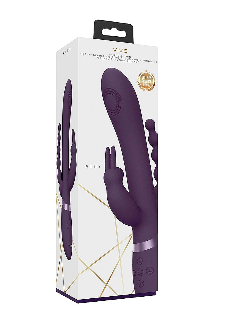 Shots Toys | VIVE Rini Pulse Wave Double Penetration Rabbit Vibrator Purple