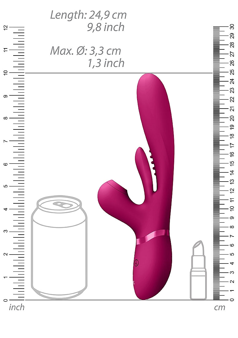 Shots Toys | VIVE Ena Thrusting G-Spot Vibrator w Flapping Tongue & Air Wave Pink