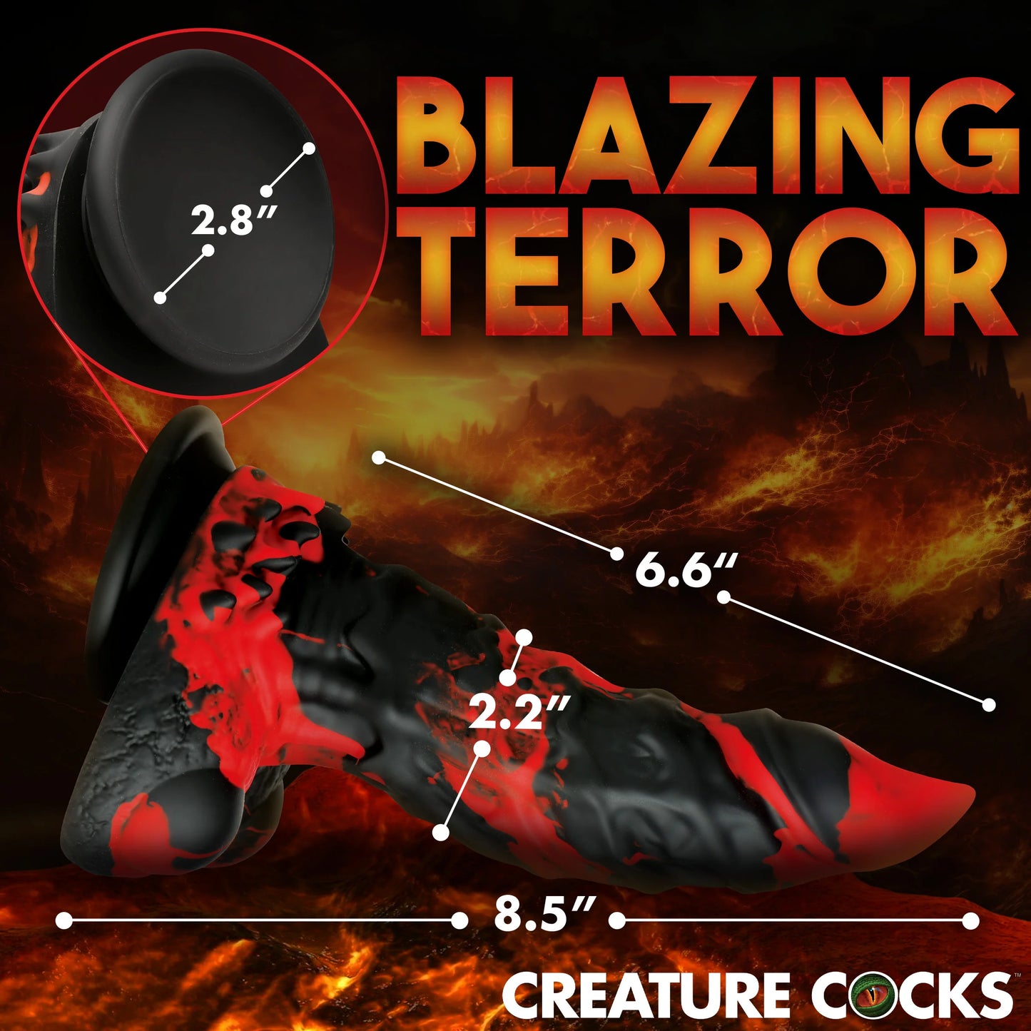 Creature Cocks Fire Demon - Red/Black 21.6cm Fantasy Monster Dildo