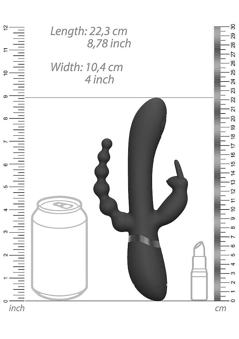 Shots Toys | VIVE Rini Pulse Wave Double Penetration Rabbit Vibrator Black