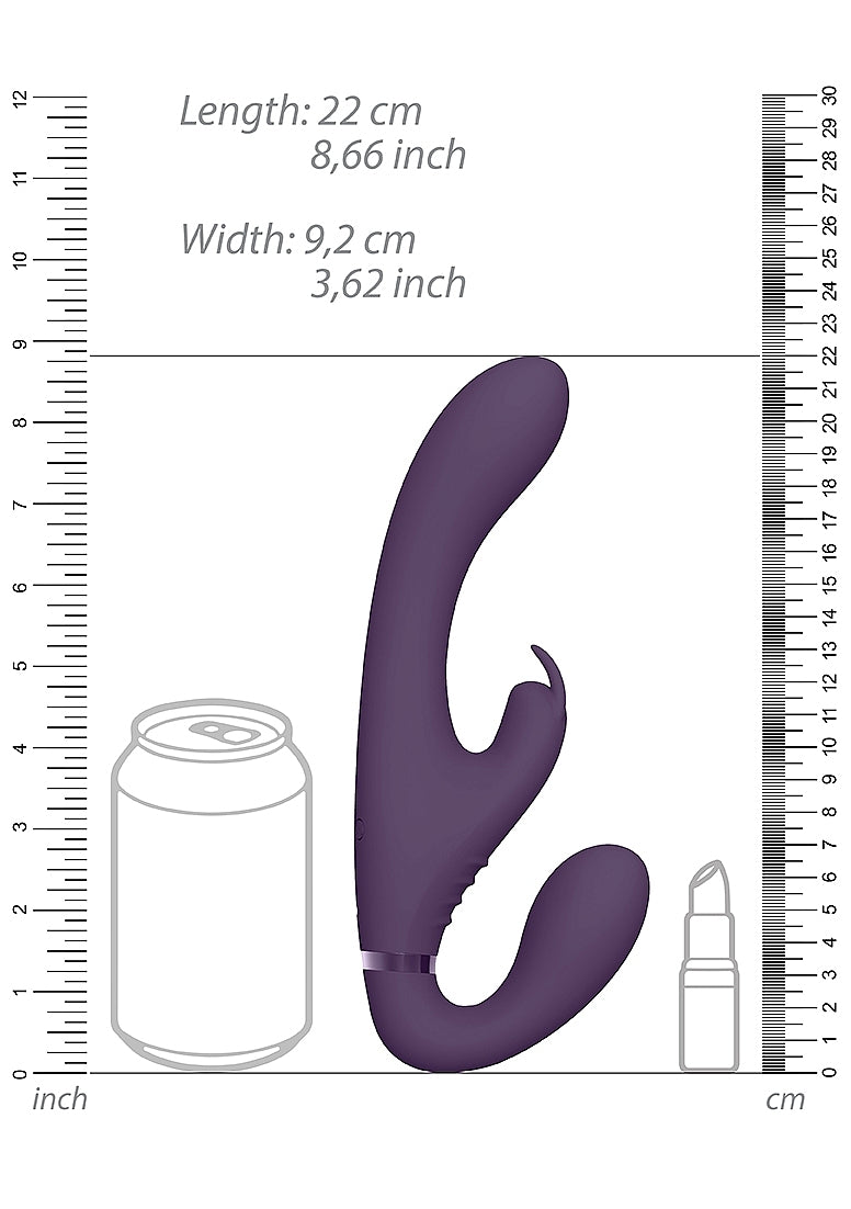 Shots Toys | VIVE Suki Vibrating G-Spot Clitoral Triple Vibrator Strapless Strap On Purple