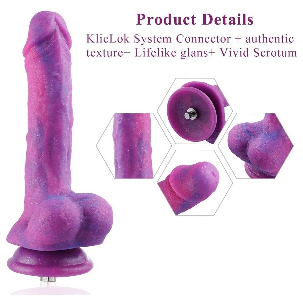 Hismith 8.38" Purple Vibrating Silicone Dildo w Remote (KlicLok)