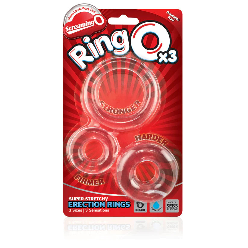 ScreamingO RingO x3 Cock Rings Clear - 3 Pack