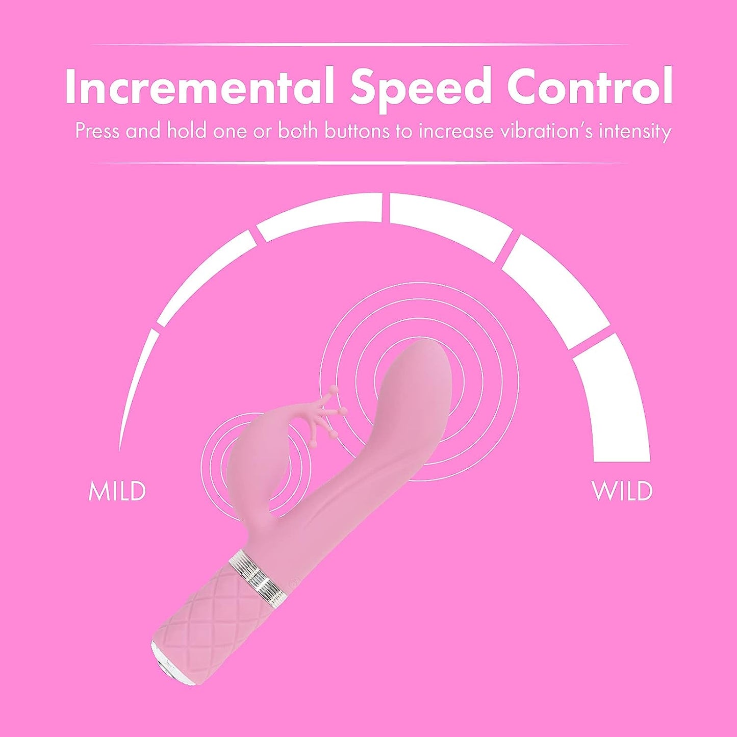 Pillow Talk Kinky Dual Massager Rabbit Vibrator w Swarovski Crystal Button Pink