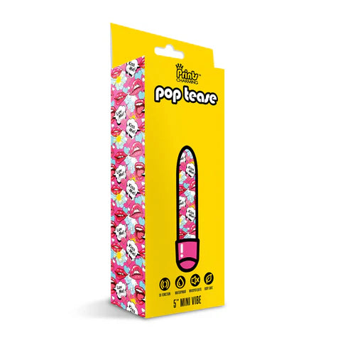 Global Novelties | Prints Charming Pop Tease 5" Mini Vibrator Pink w/storage bag