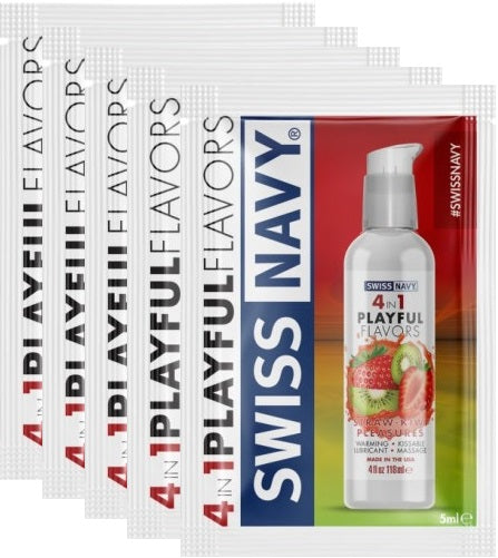 Swiss Navy Straw-Kiwi Pleasures Edible Lube Lubricant 5ml Sachets (100 Pack)